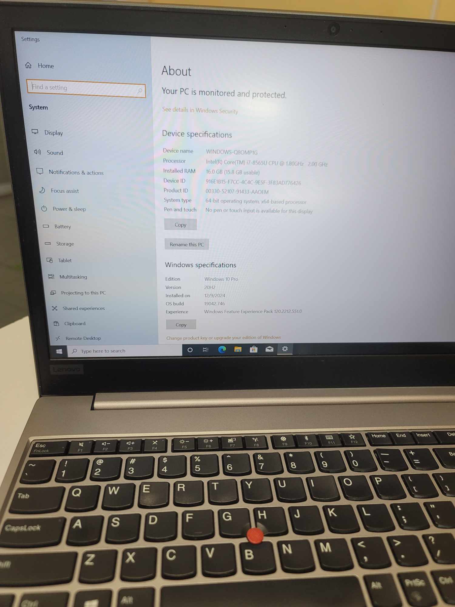 Lenovo Thinkpad E580 -15.6 Core I7,FHD IPS (8Gen)